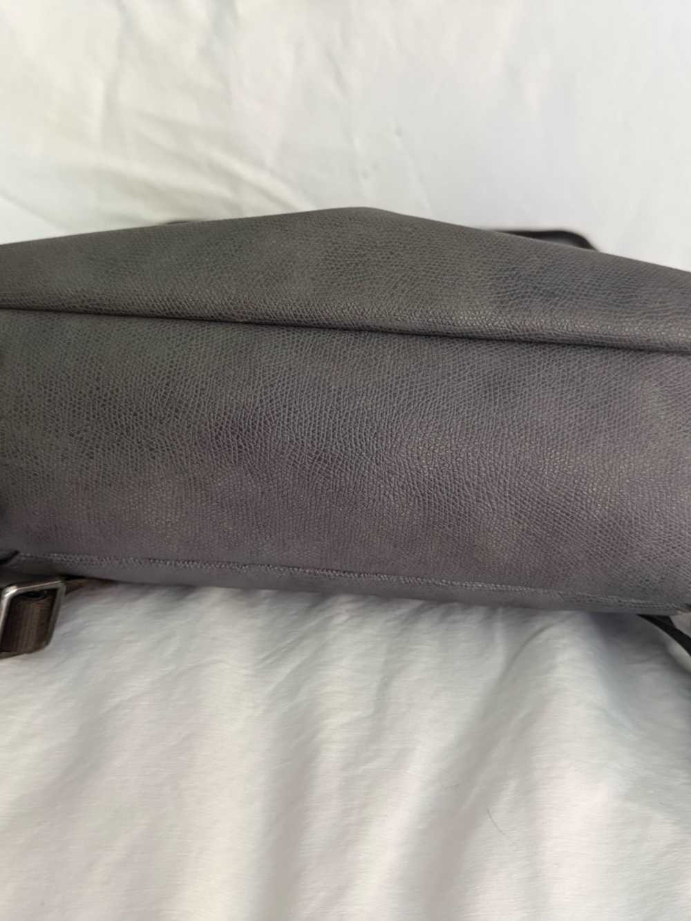 TUMI Gray Leather Backpack 79380MSF Laptop Travel Work Bag - Picture 4 of 6